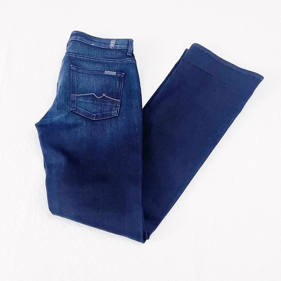 7 For All Mankind High Waist Bootcut Dark Wash Denim Jeans SZ29 - Picture 2 of 7